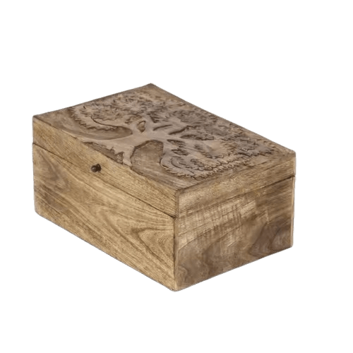 WOOD JEWELRY BOX ENGRAVING TREE OF LIFE (NATURAL POLISH)